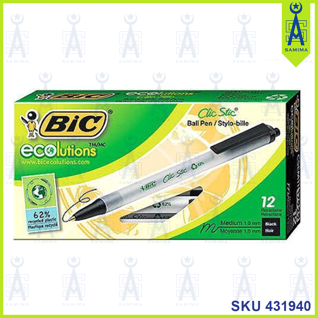 BIC, BIC  ECO CLIC STIC  BLACK 12'S