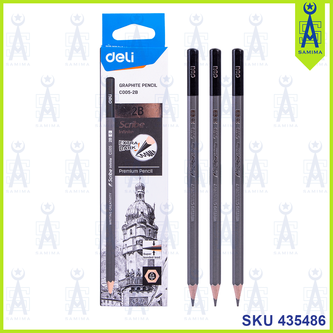 DELI, DELI C005-2B GRAPHITE PENCIL EXTRA DARK 2B 12'S