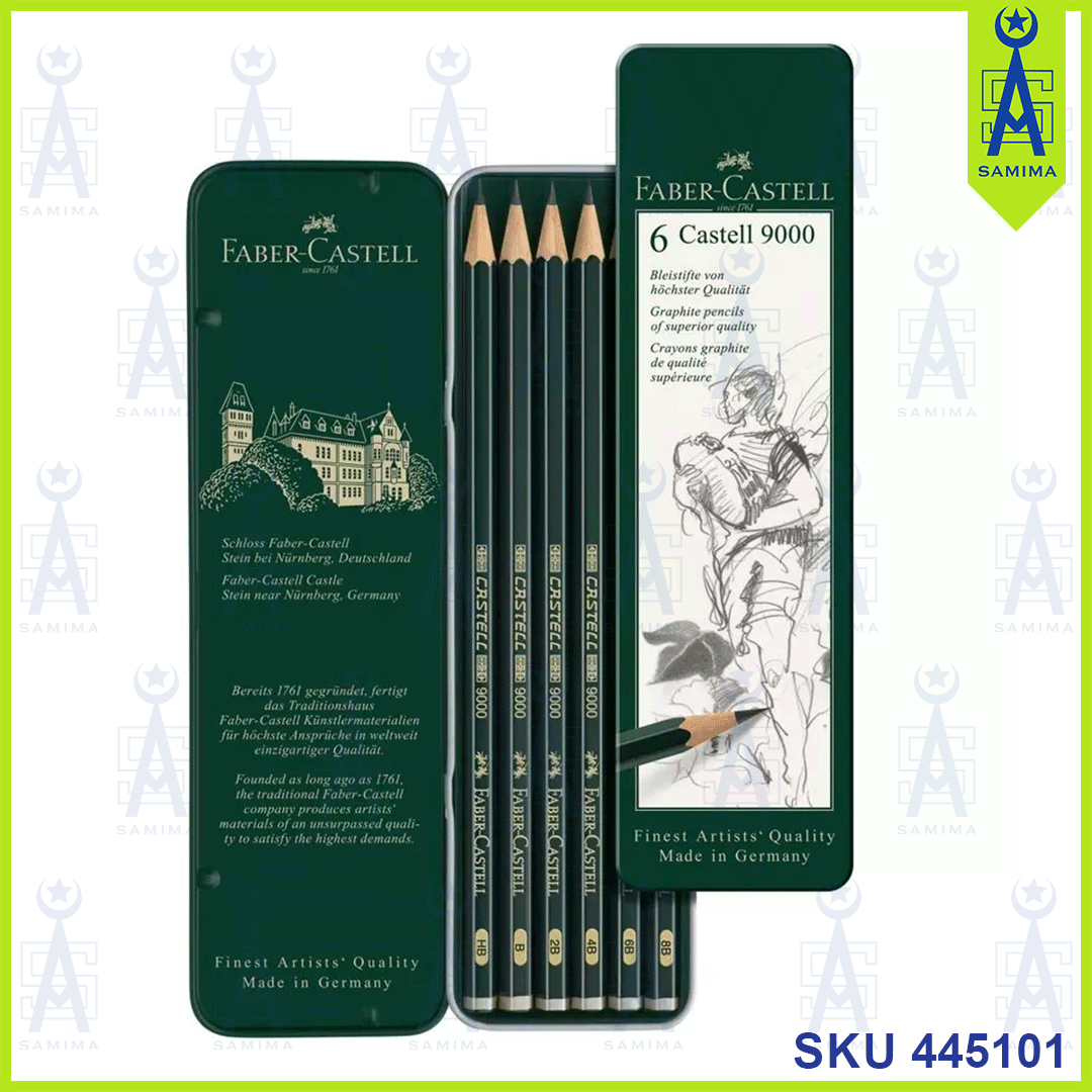 Faber-Castell, FABER CASTELL  9000 ART GRAPHITE PENCILS 6'S TIN