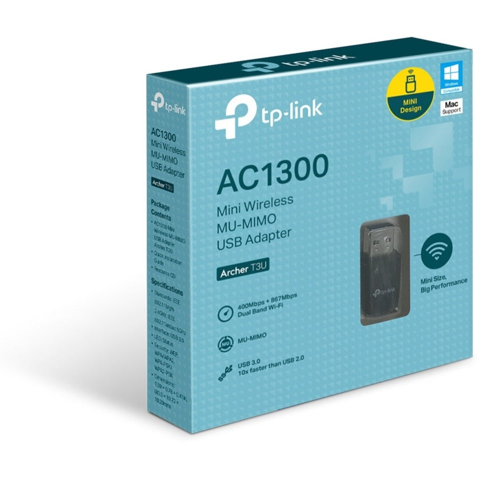 TP-Link, TP-Link Archer T3U - IEEE 802.11ac Dual Band Wi-Fi Adapter for PC Desktop/Notebook